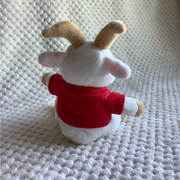 CARSTAR Plush White Goat in Red Shirt Stuffed Animal Toy - Picture 6 of 7